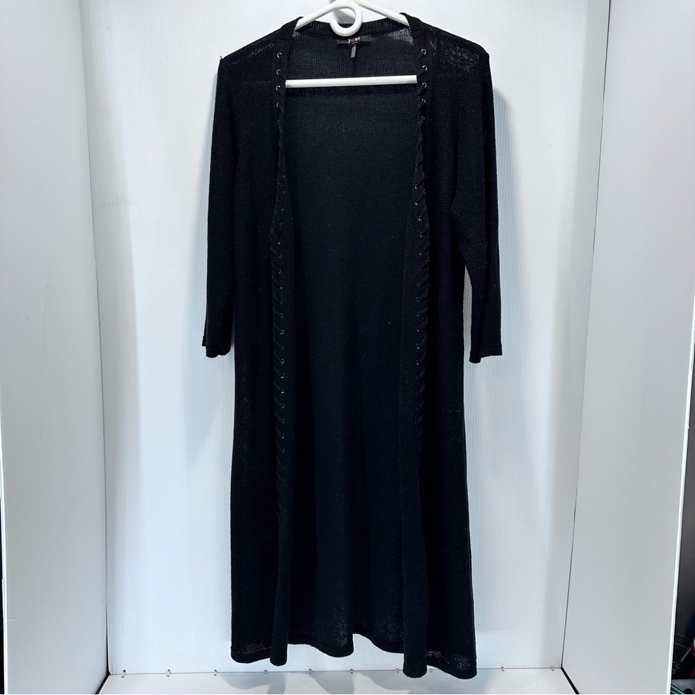 Vtg 90s Duster‎ Cardigan Long Sweater Medium Knit Whimsigoth Y2K Witchy Hippie